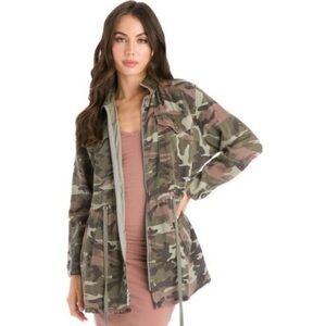 Hard Tail -Green and Brown Utility Jacket with Drawstring Waist-size L